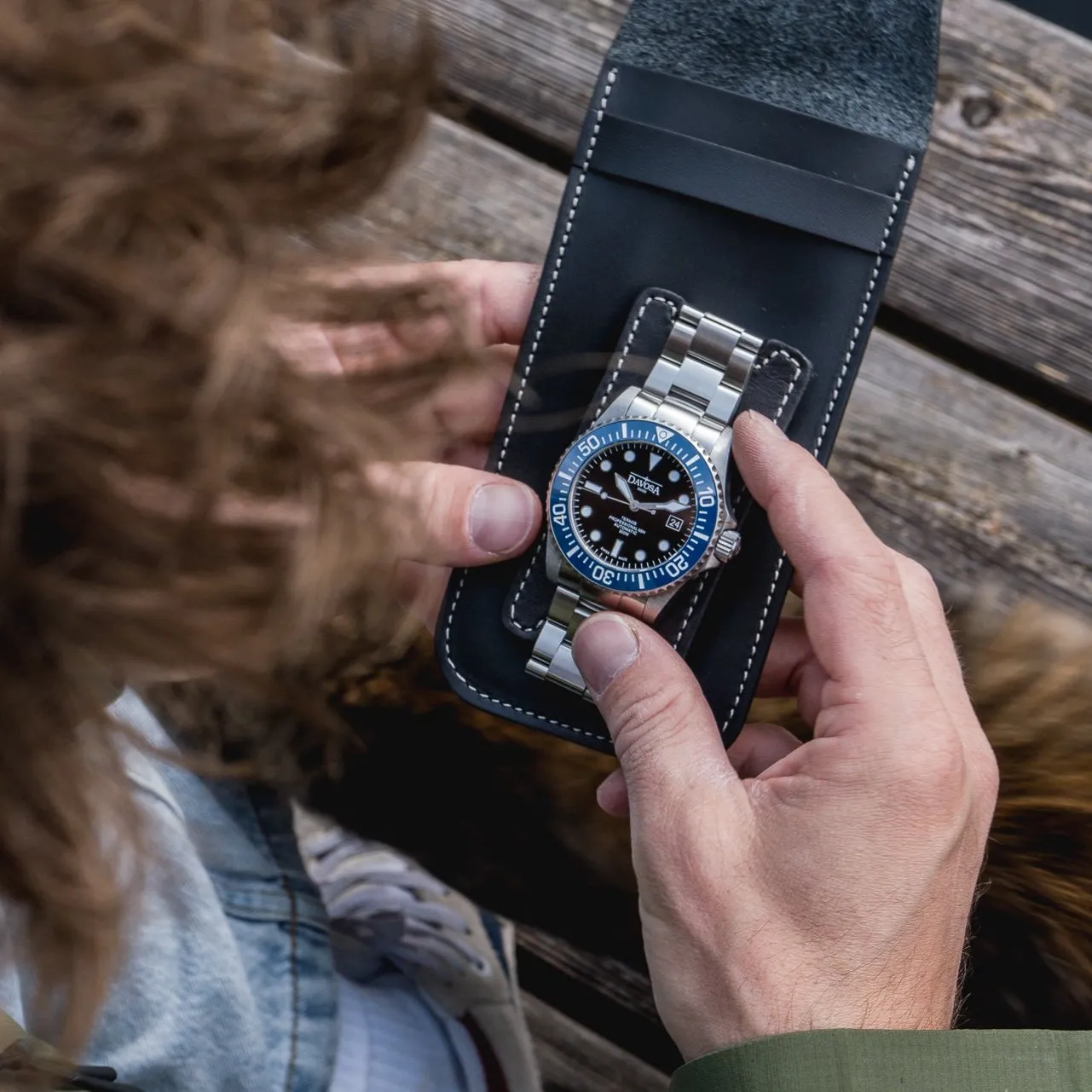 DAVOSA Travel pouch klokkeetui 1 klokke italiensk kuskinn