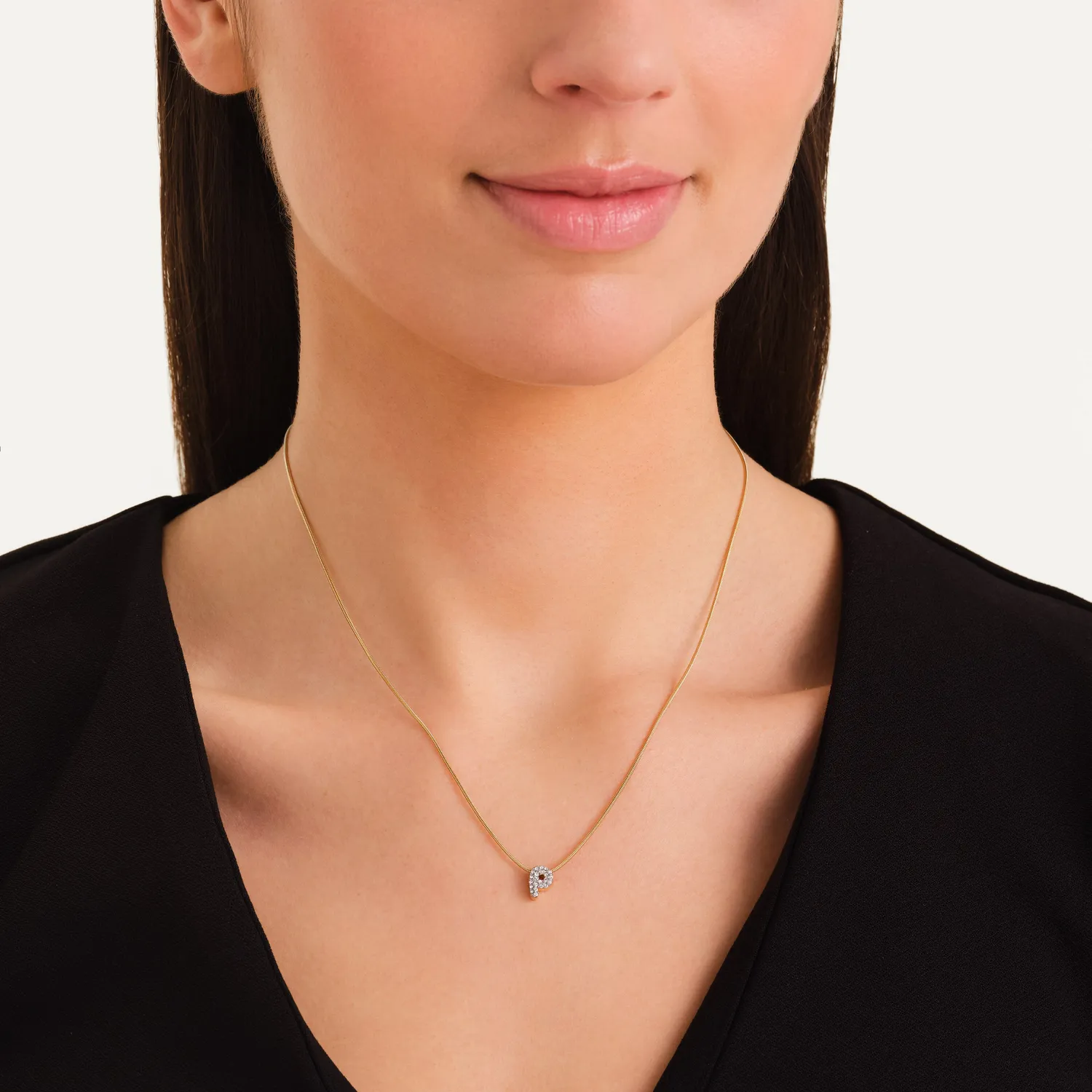 Rosefield Crystal Letter P halskjede P gull justerbart