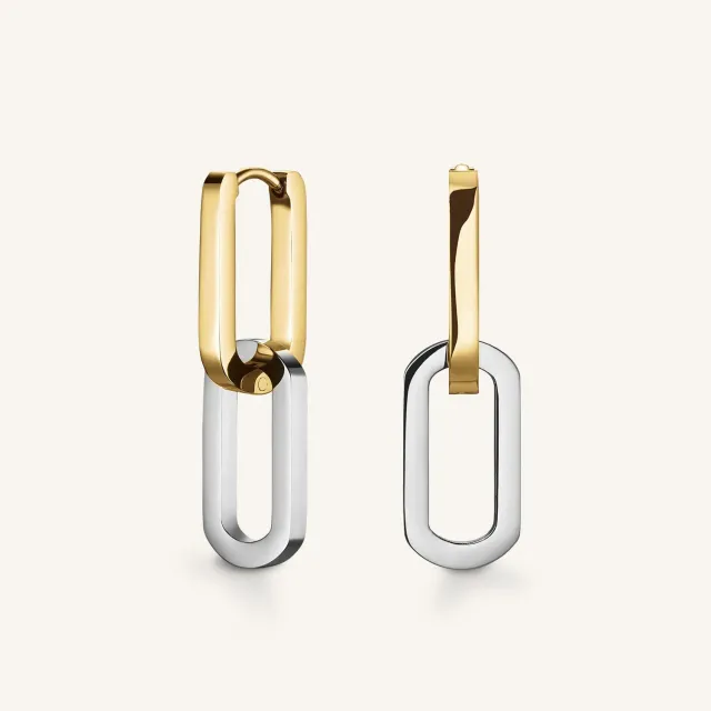 Rosefield Essentials Duotone Link Hoops øredobber gull og sølv