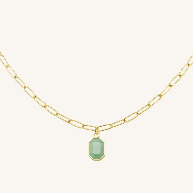 Rosefield Essentials Geometric Gemstone Necklace halskjede gull aventurin
