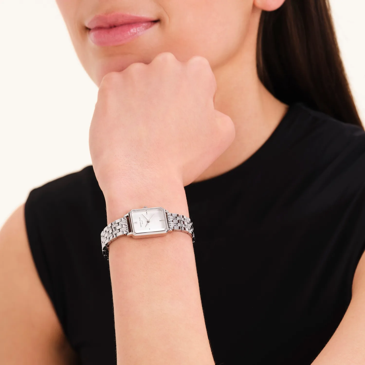 Rosefield Octagon XS klokke sølv 19,5 × 24 mm lenke