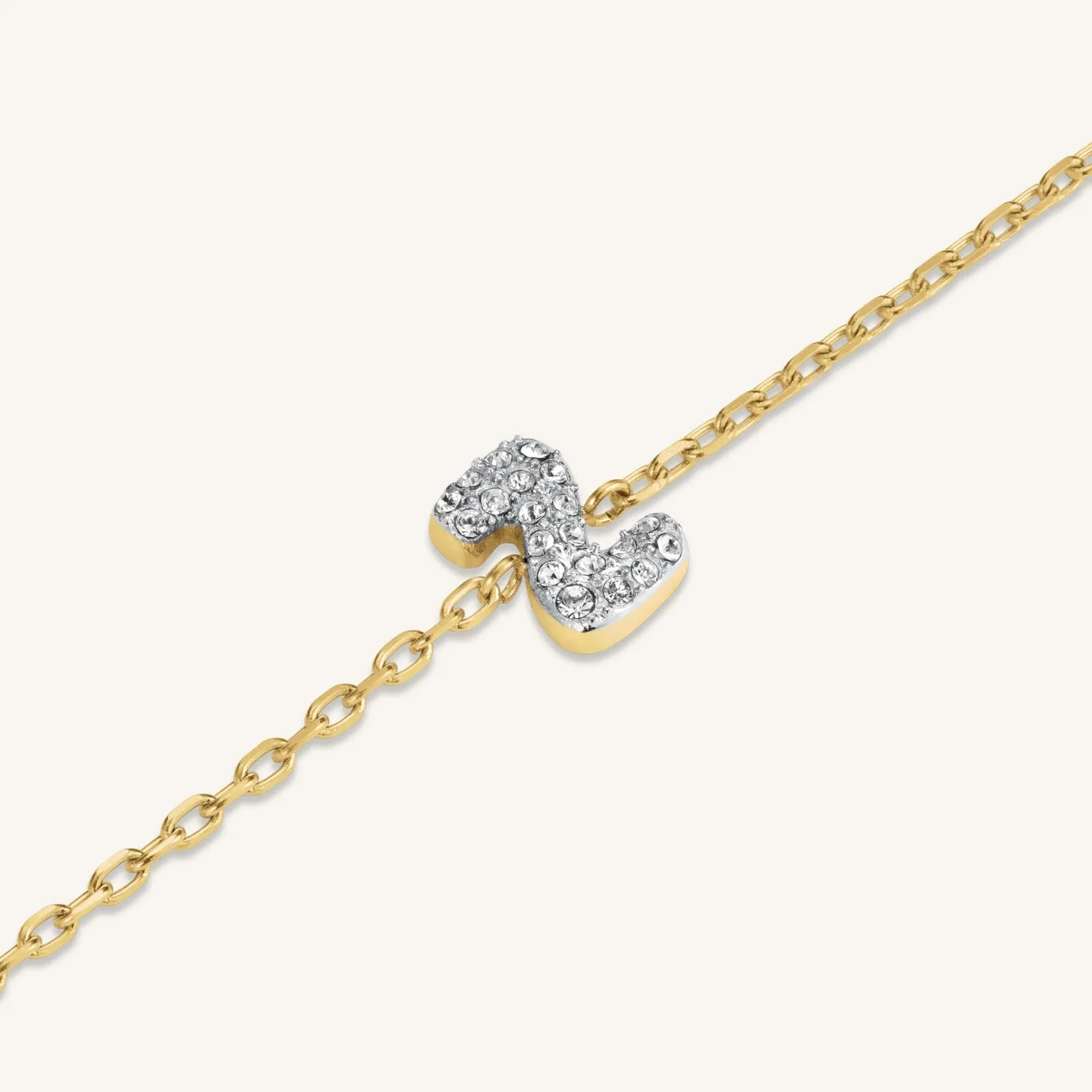 Rosefield Crystal Letter Z armbånd gull 16,5–19,5 cm