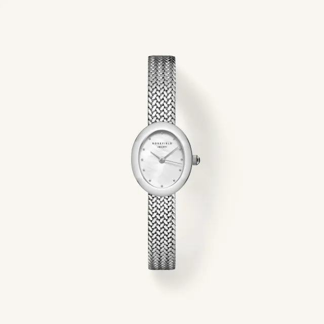 Rosefield Minis Mini Oval Silver klokke sølv 18 × 22 mm