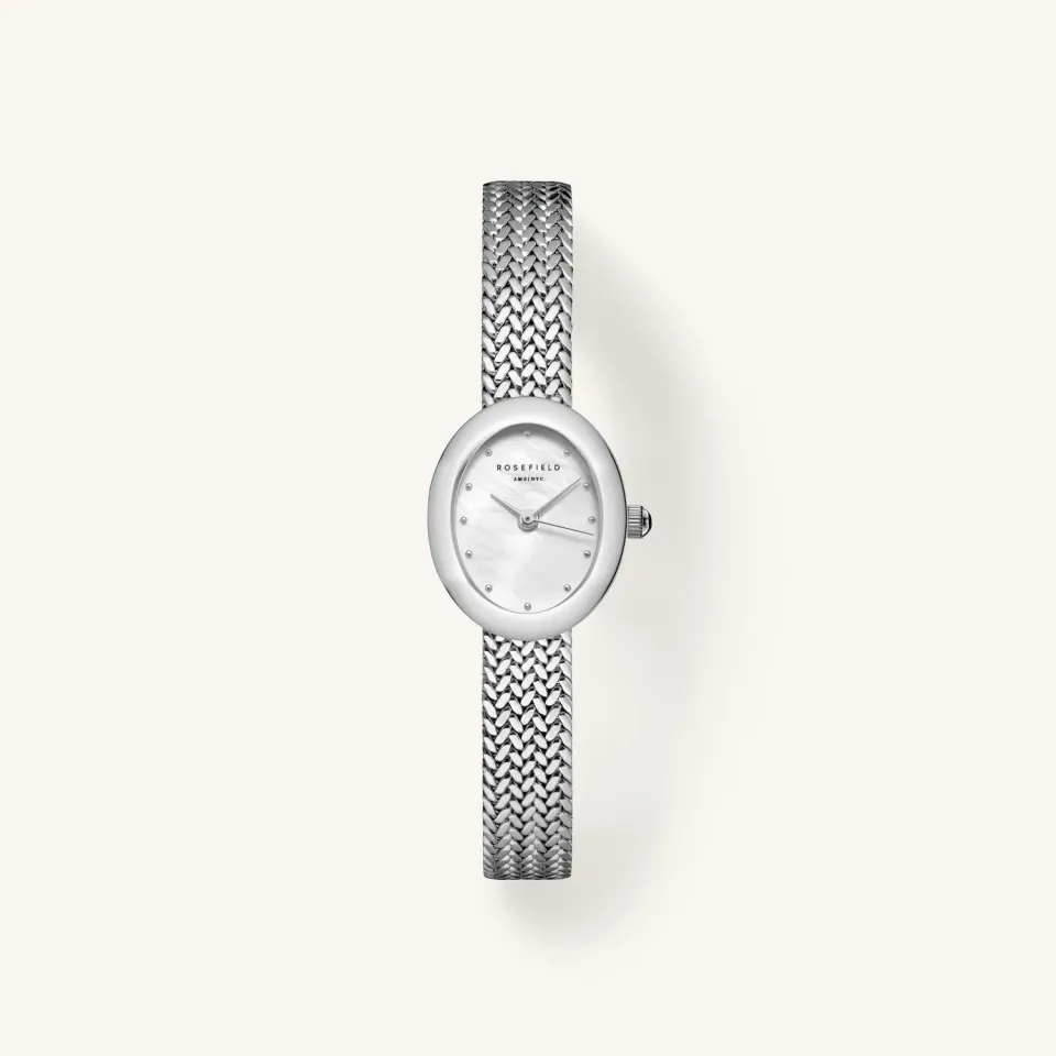 Rosefield Minis Mini Oval Silver klokke sølv 18 × 22 mm