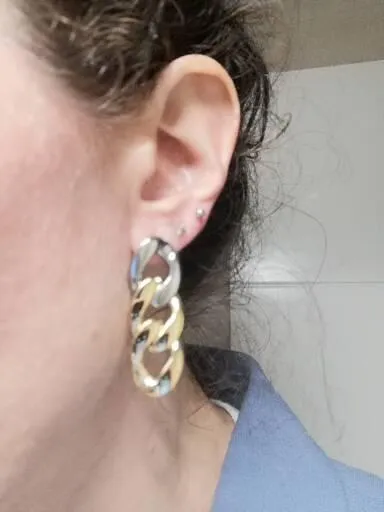 Rosefield Essentials Duotone Chain Earrings kjedeøredobber gull og sølv