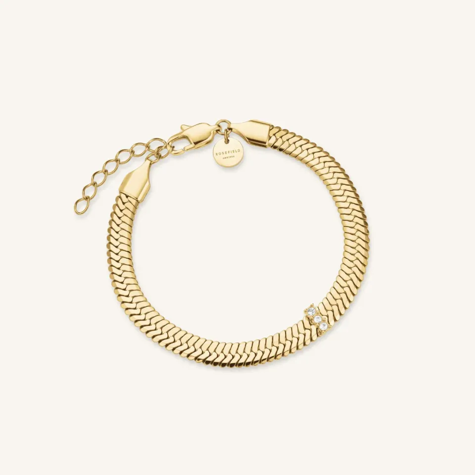 Rosefield Crystal Snake Bracelet armbånd gull og sølv 16,5–19,5 cm