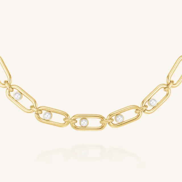 Rosefield Pearl Link Necklace halskjede gull 36–44 cm