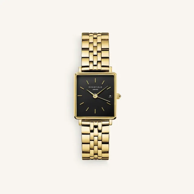 Rosefield Boxy XS Black Gold klokke svart gull 22 mm