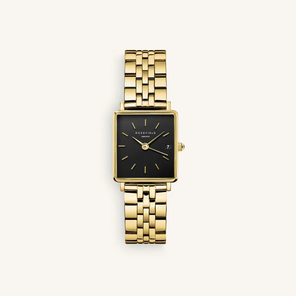 Rosefield Boxy XS Black Gold klokke svart gull 22 mm
