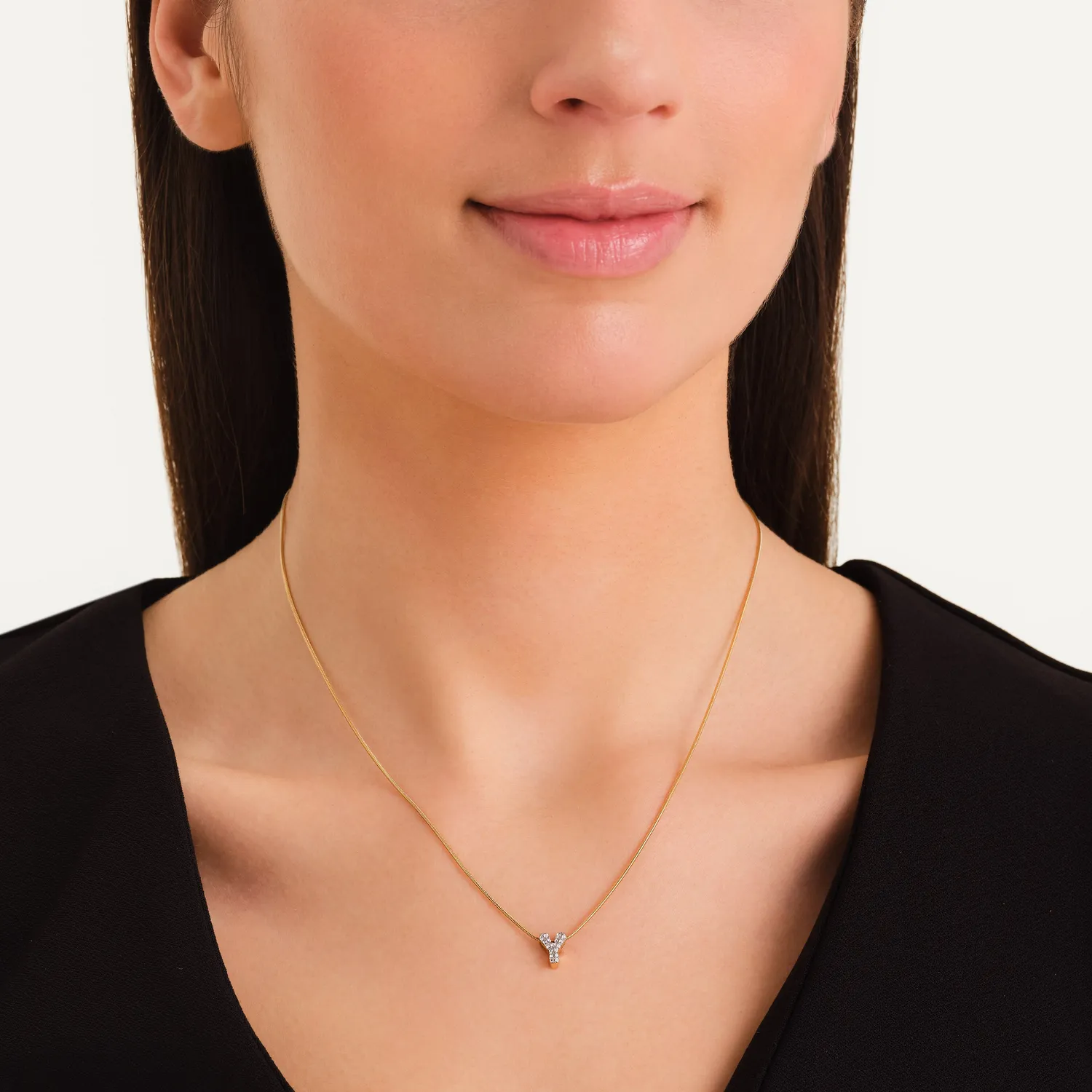 Rosefield Crystal Letter Y halskjede gull