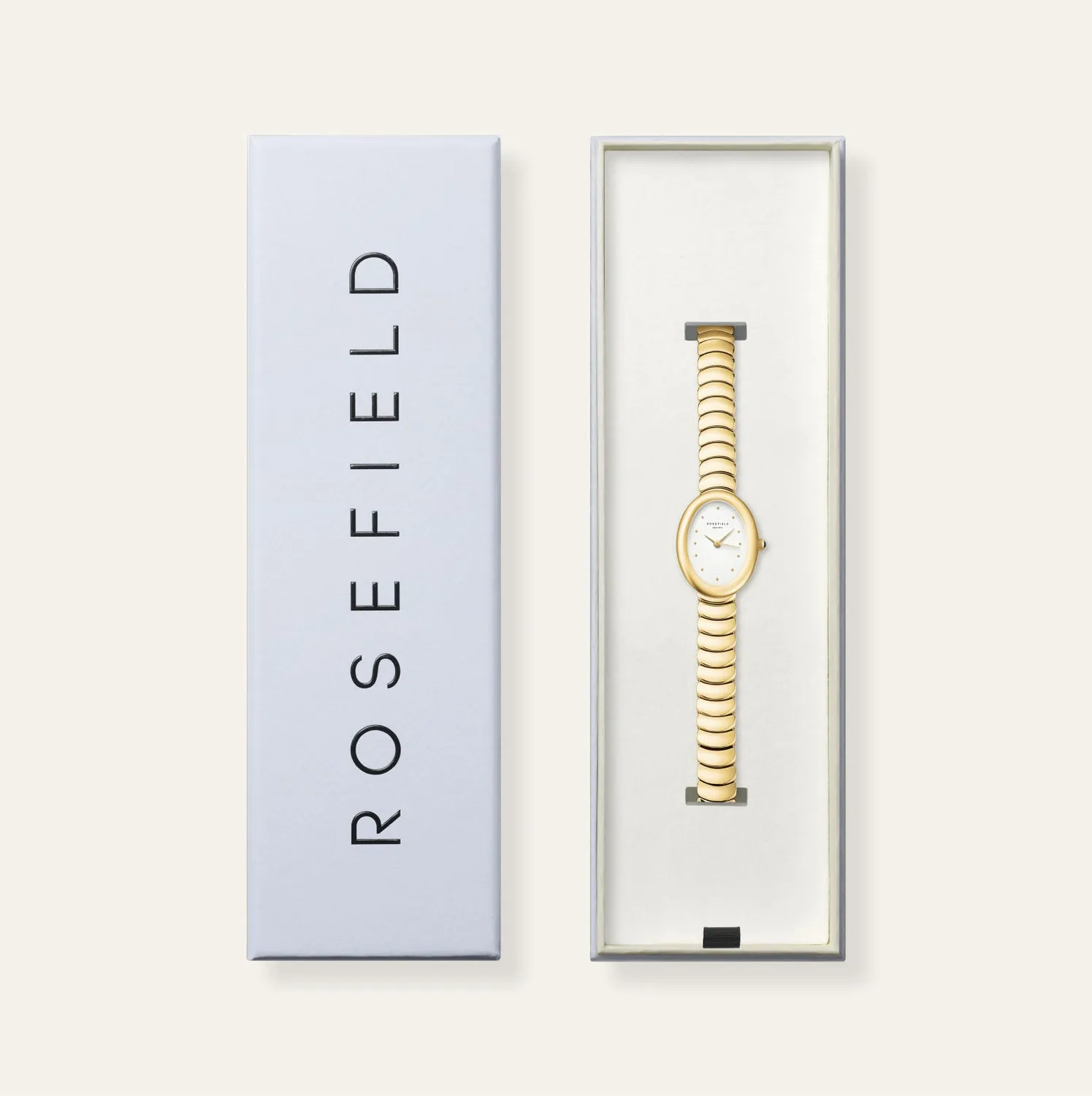 Rosefield Ovale White Gold klokke oval gull uten gravering