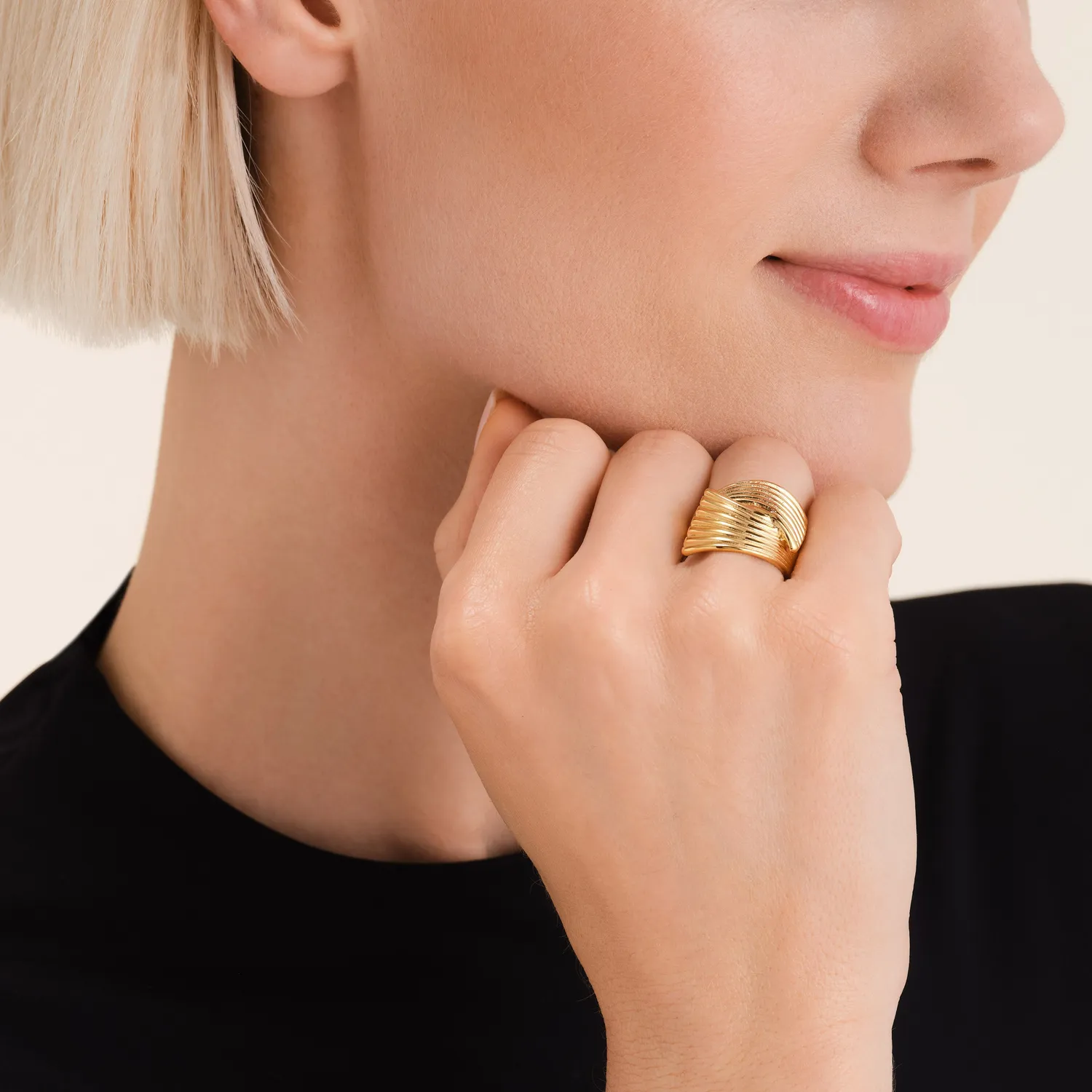 Rosefield Simple Knot Ring gullring størrelse 48–56