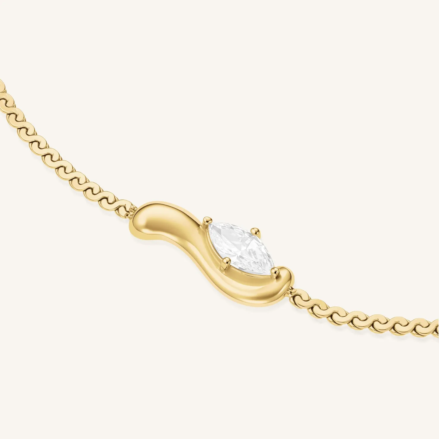 Rosefield Essentials Marquise Wave Bracelet armbånd gull sølv