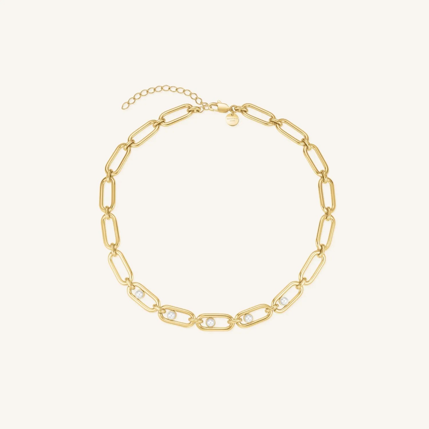 Rosefield Pearl Link Necklace halskjede gull 36–44 cm