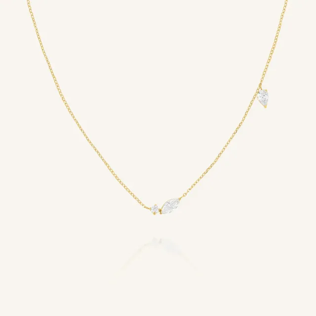 Rosefield Essentials Mixed Crystals Necklace halskjede gull sølv