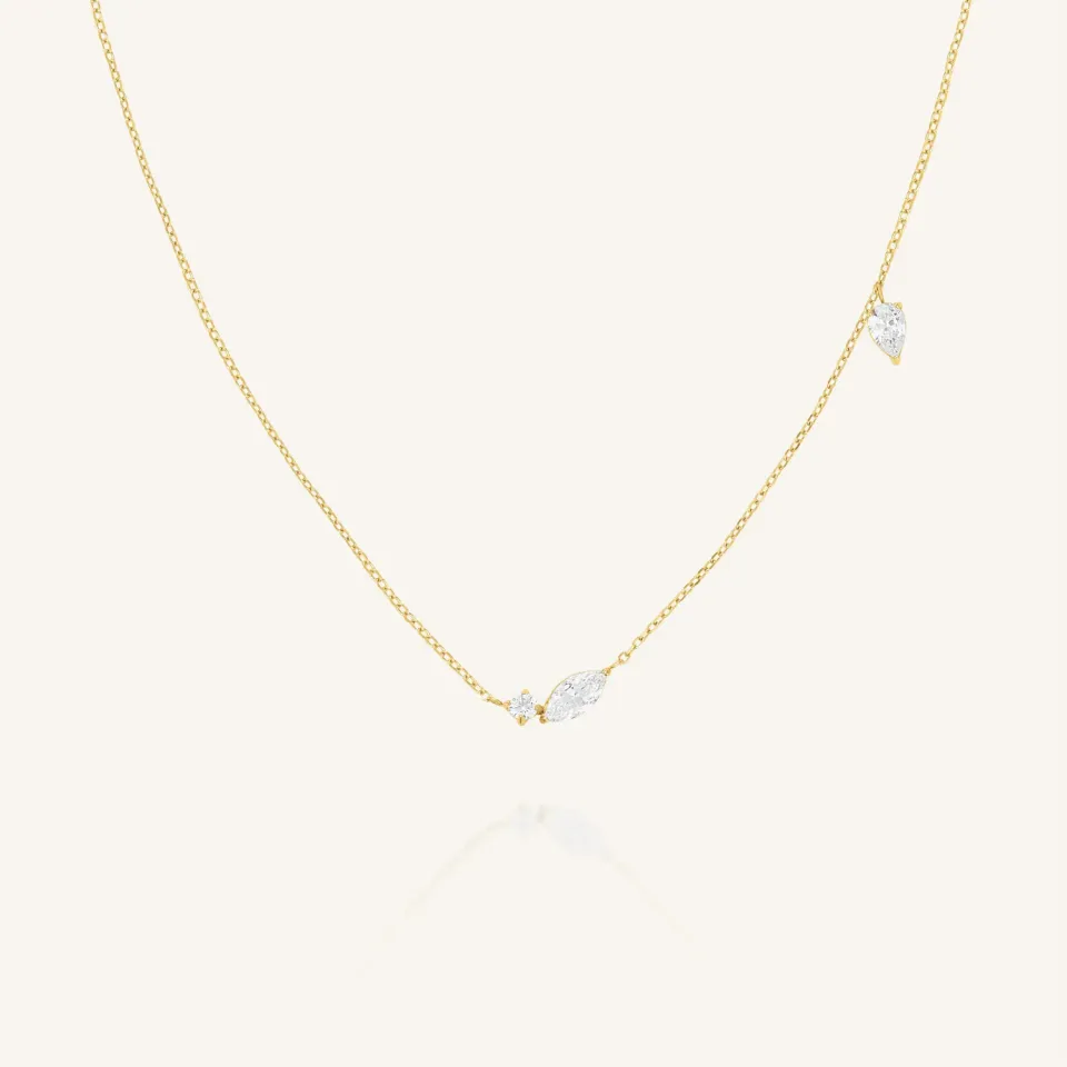 Rosefield Essentials Mixed Crystals Necklace halskjede gull sølv