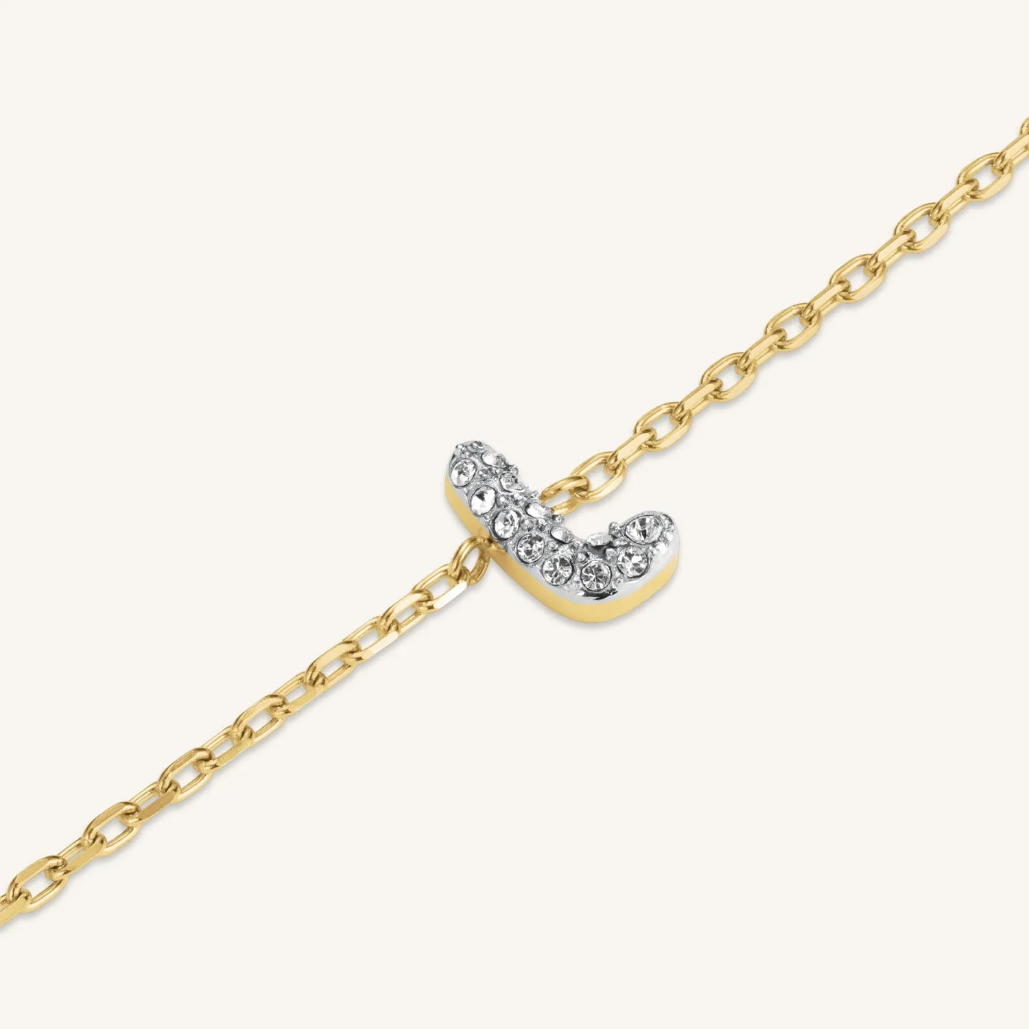 Rosefield Crystals Crystal Letter L armbånd gullfarget