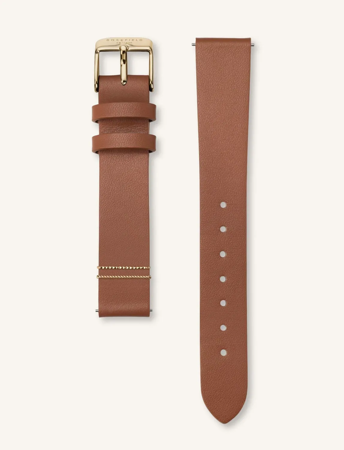Rosefield West Village Cognac klokke 33 mm cognac skinn