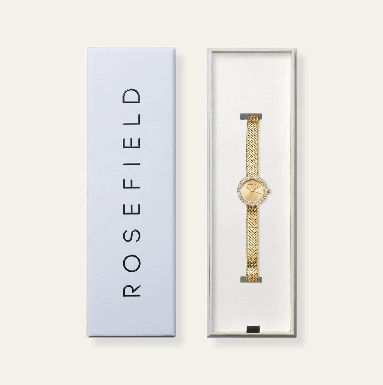 Rosefield Mini Small Edit Gold klokke gull 20,4 mm champagne