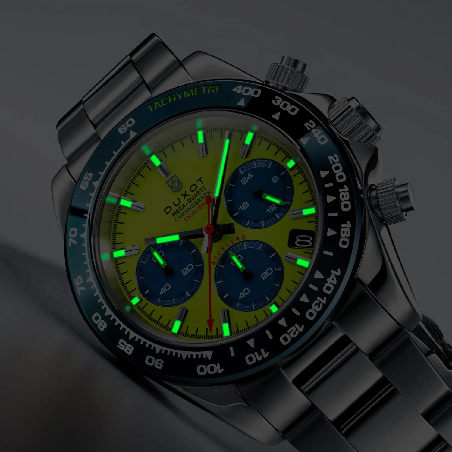 Duxot Accelero Chronograph kronografklokke Mellow Yellow 40 mm