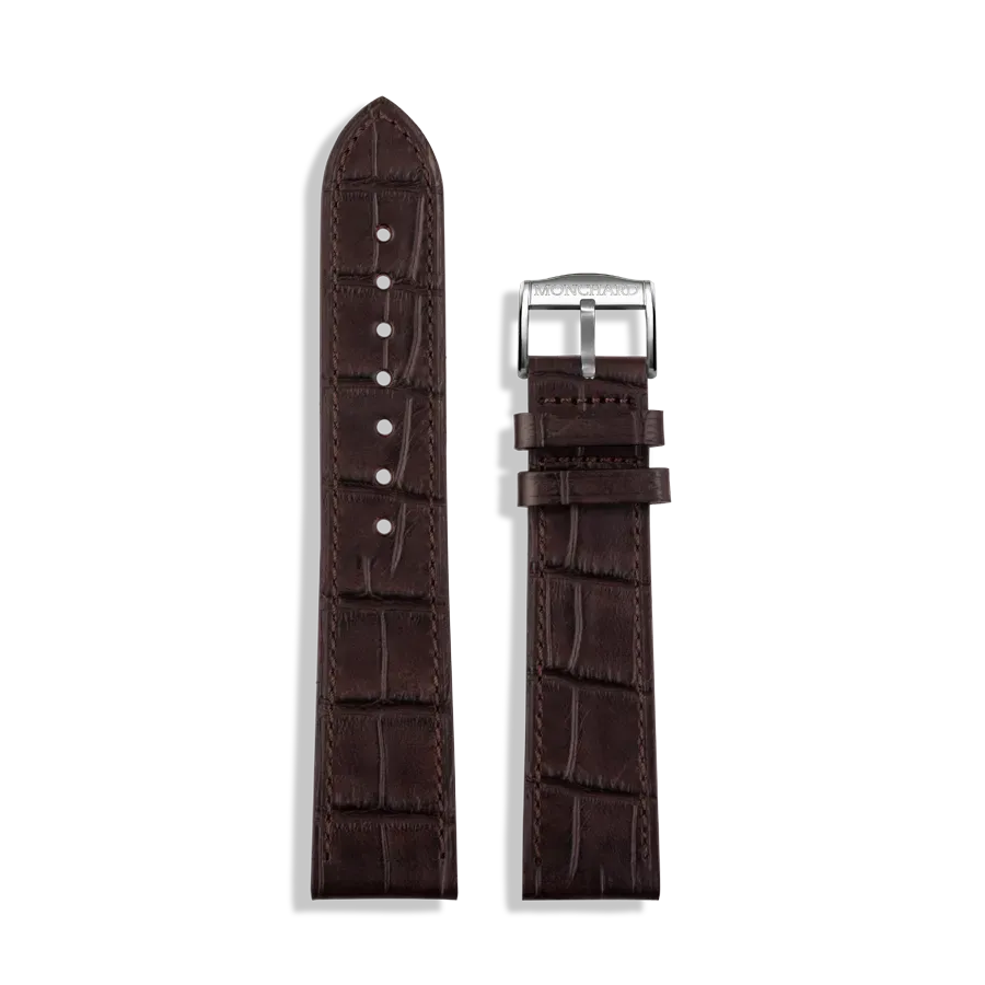 MonChard Croco Brown klokkerem 18 mm brun kalveskinn