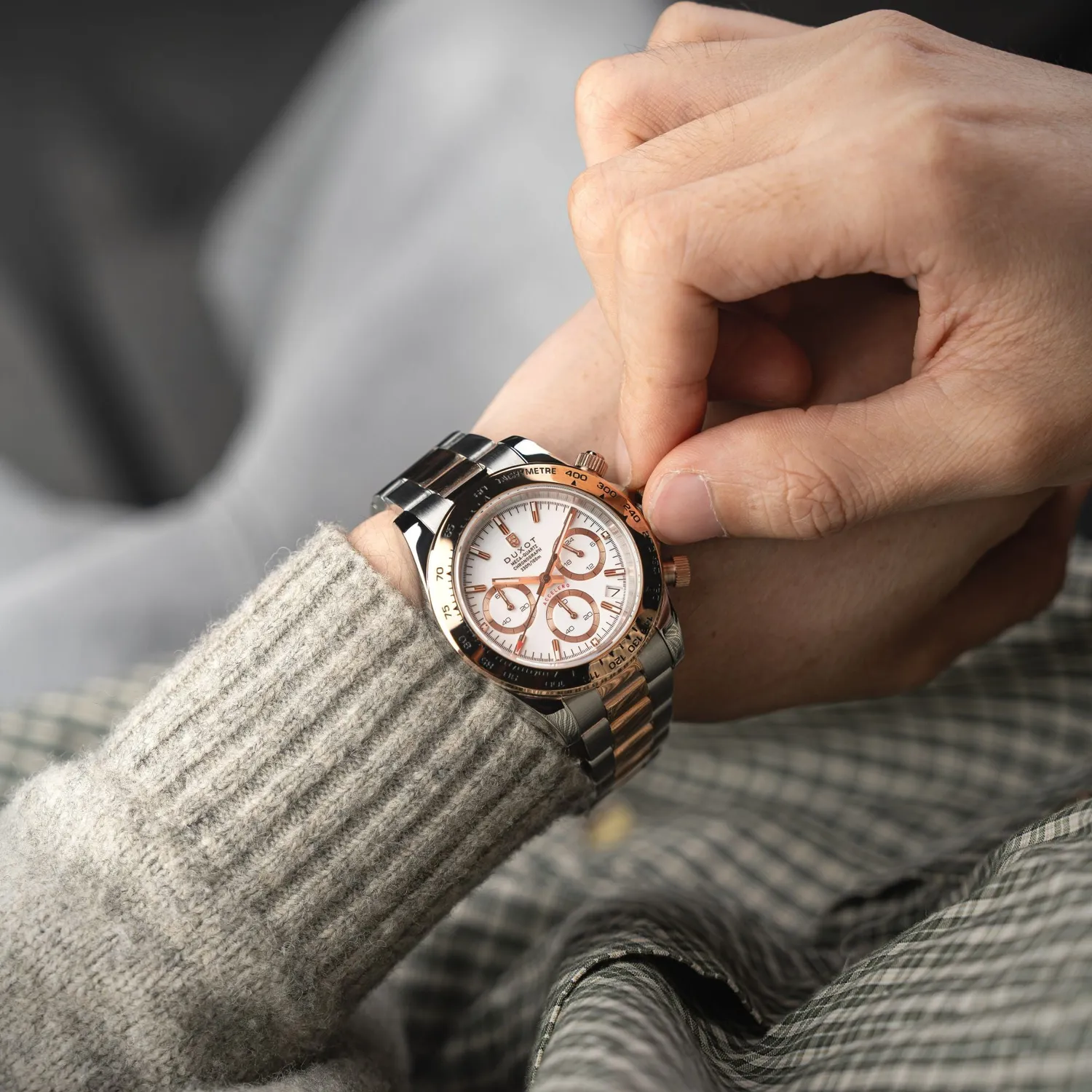 Duxot Accelero DX-2065 Cascading White kronografklokke 40 mm