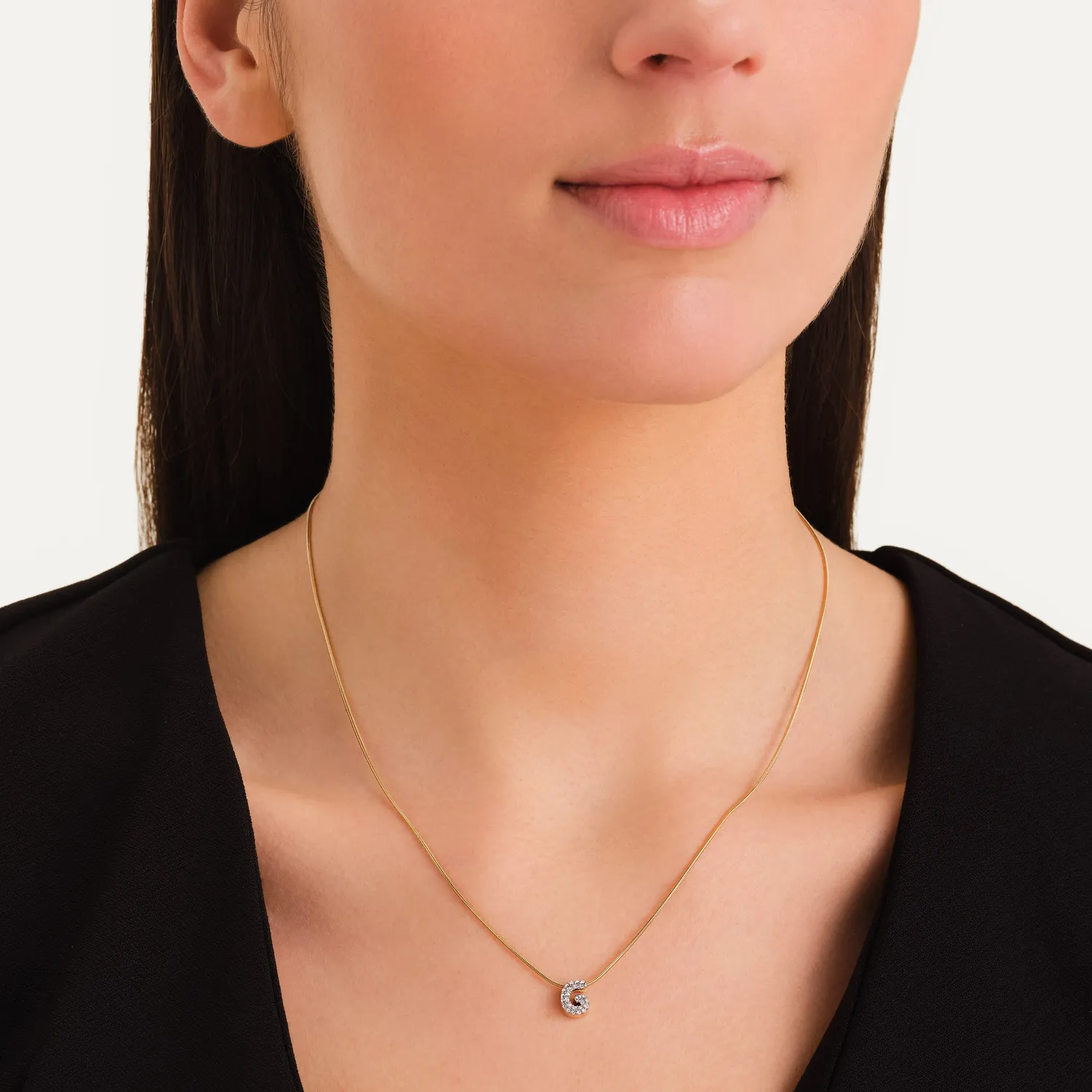 Rosefield Crystal Letter G halskjede gull med bokstavanheng