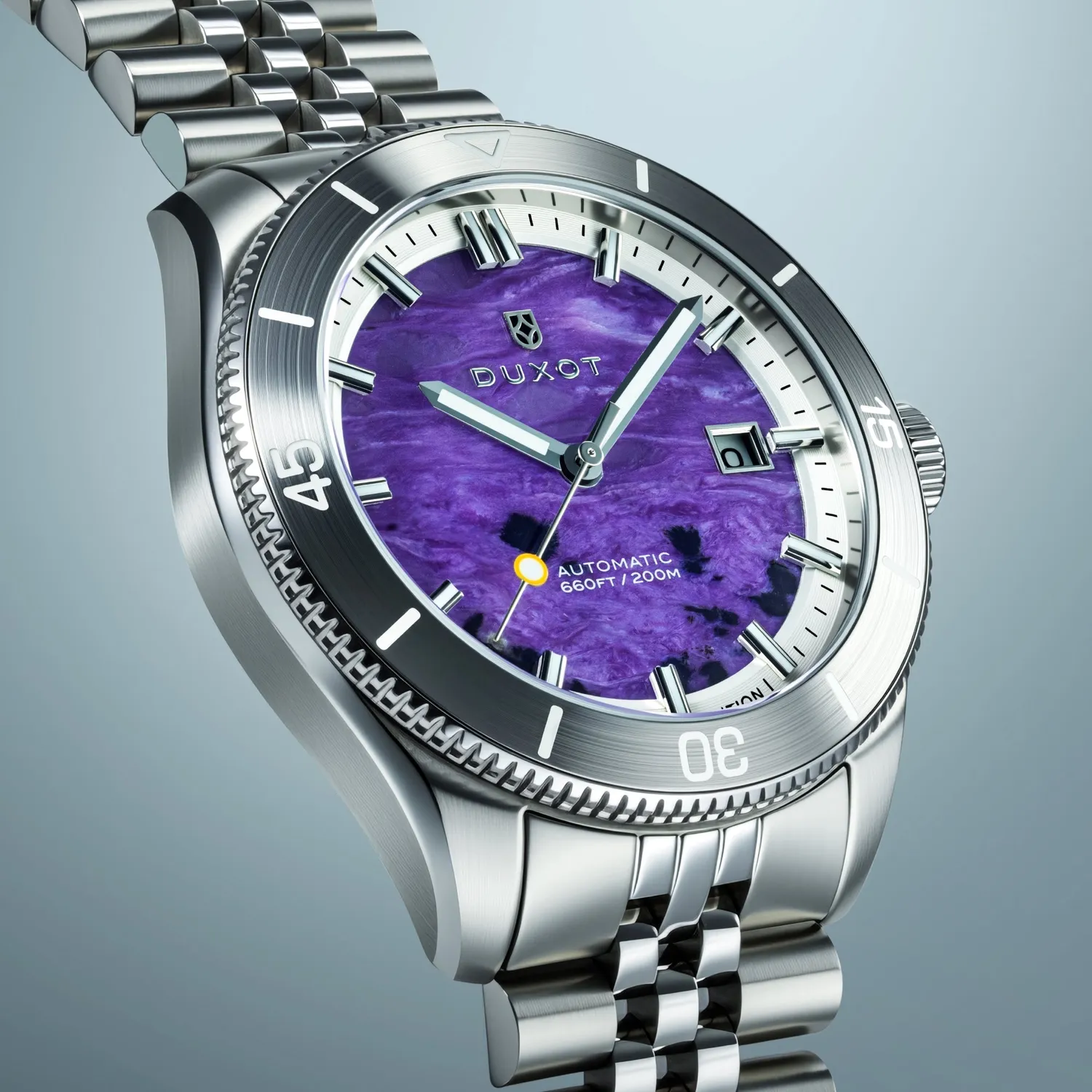 Duxot Pacifico Charoite automatisk klokke, natursteinskive