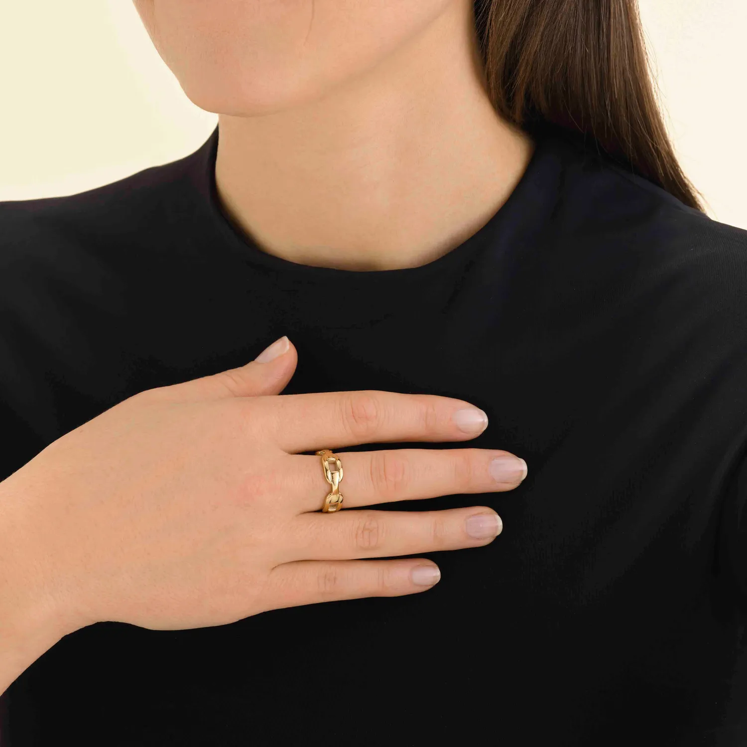 Rosefield Essentials Linked Ring gullring gullbelagt stål