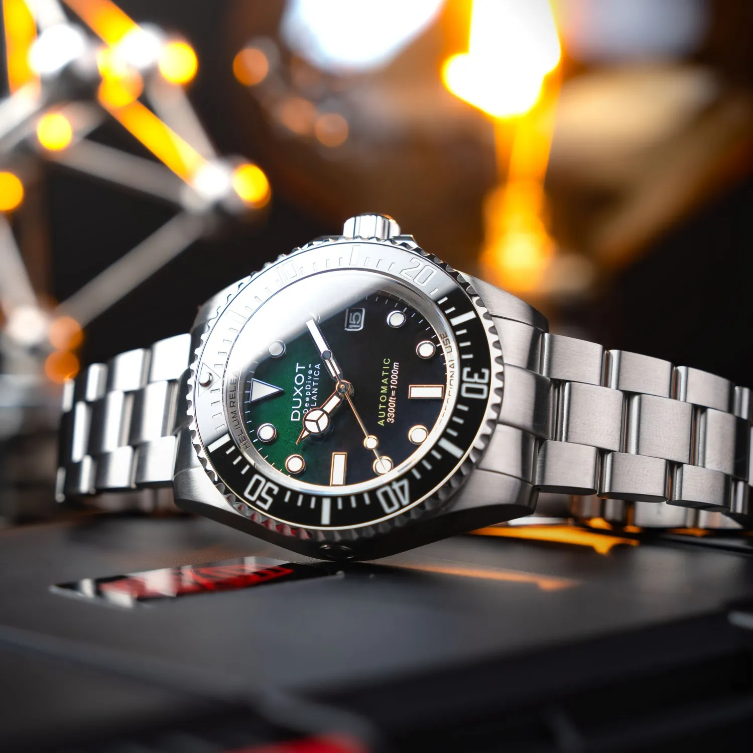 Duxot Atlantica Deep Dive Automatic dykkerklokke grønn 100 ATM