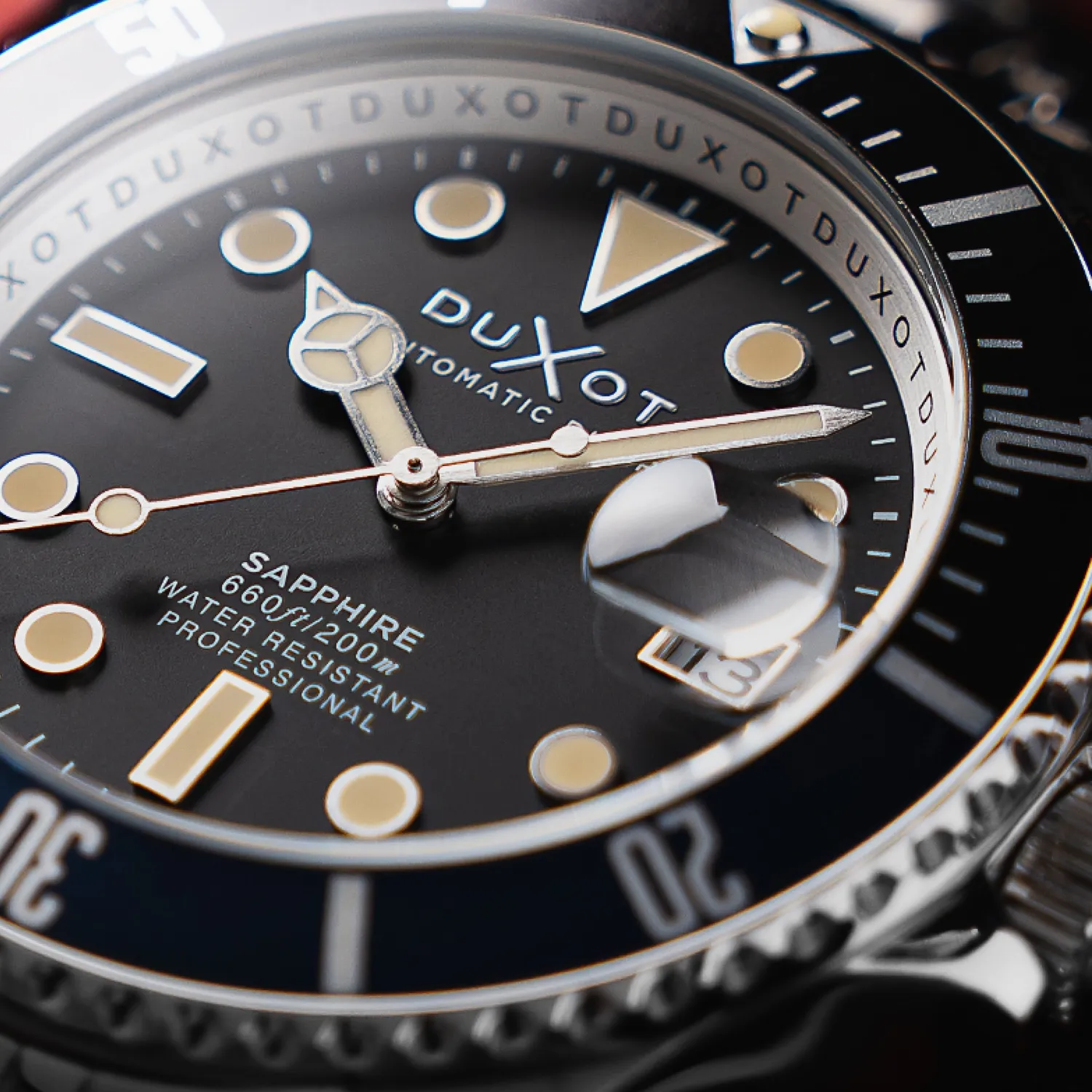Duxot Atlantica Diver Automatic dykkerklokke Oil Black 20 ATM