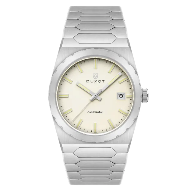 Duxot Taranto Chrome Glow klokke sølv 37 mm integrert lenke