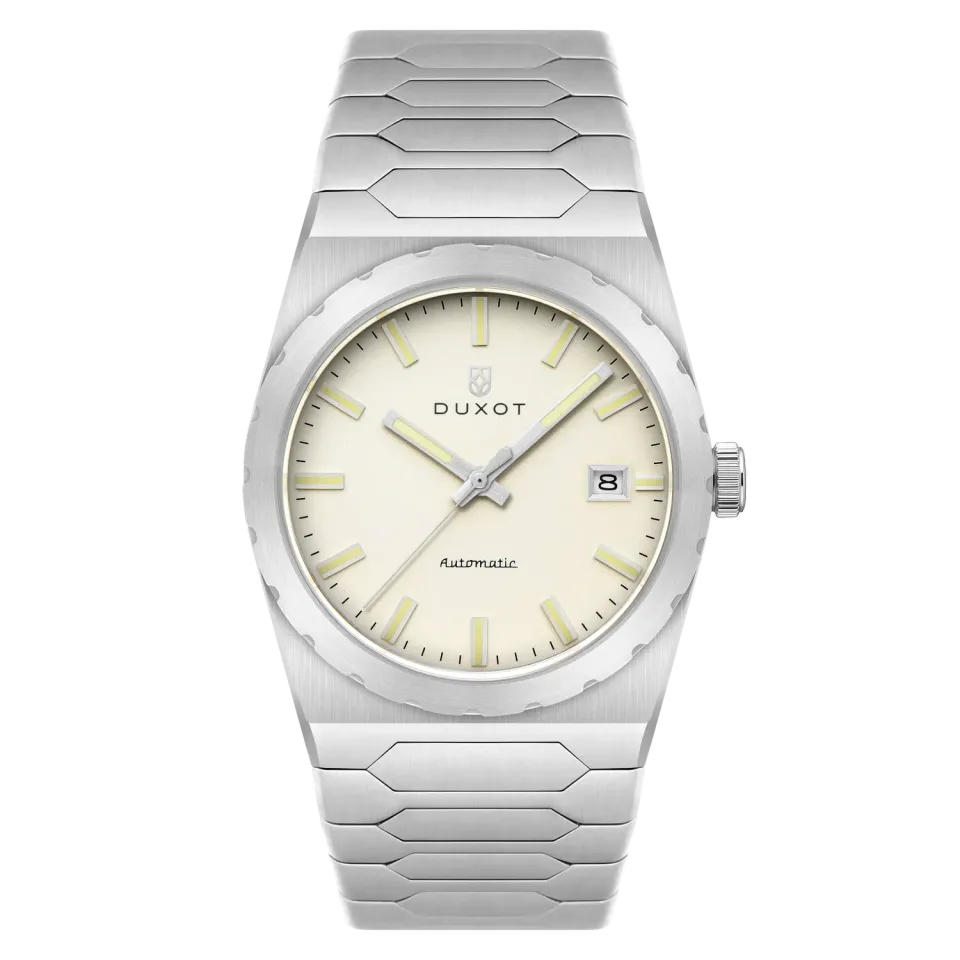 Duxot Taranto Chrome Glow klokke sølv 37 mm integrert lenke