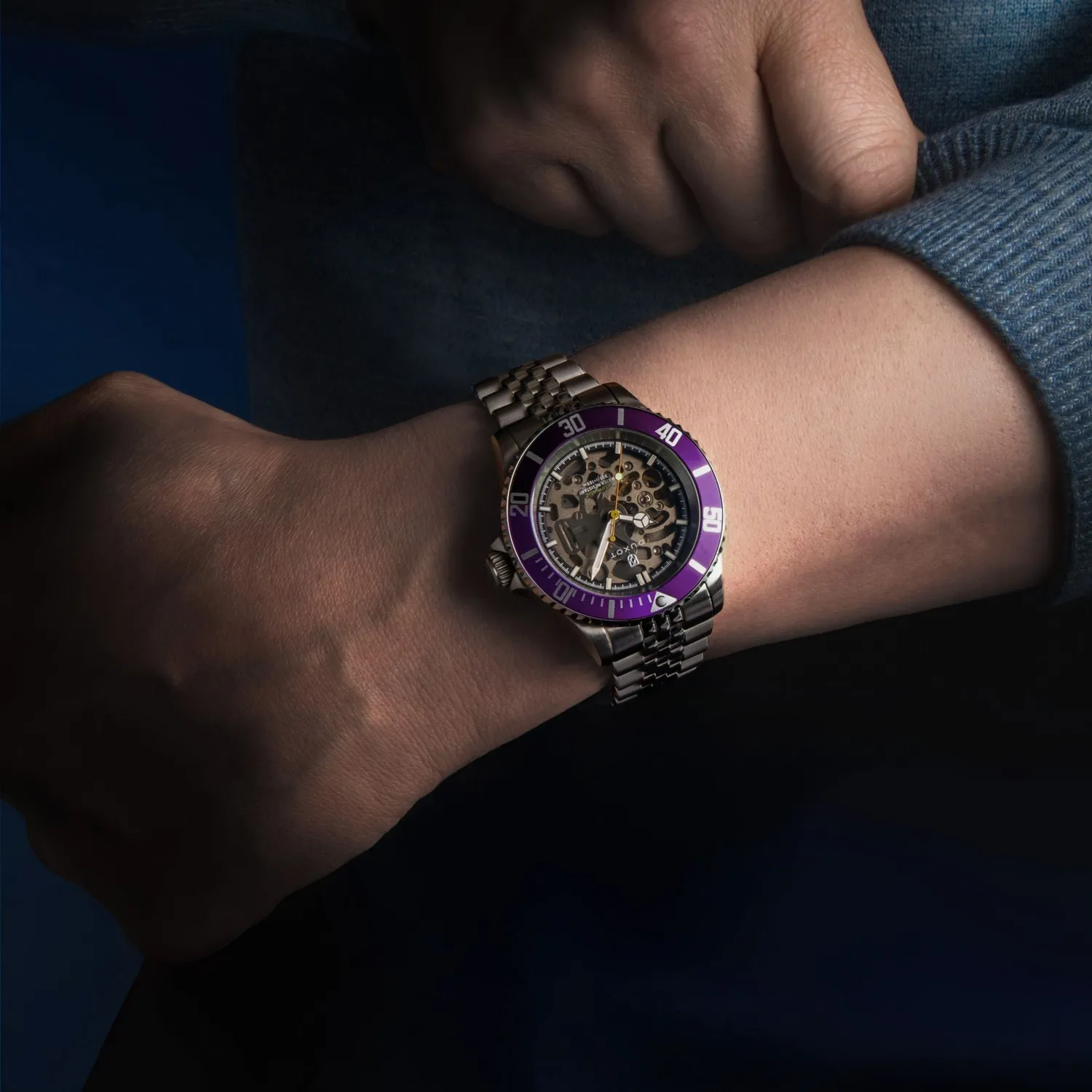 Duxot Atlantica Skeleton Diver Automatic Sunset Purple klokke 100 m