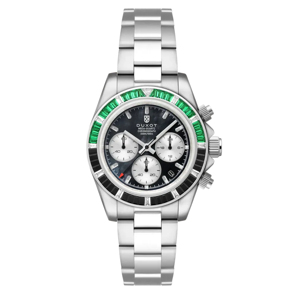 Duxot Accelero Rainbow Chronograph kronograf Pearl Green Emerald 40 mm