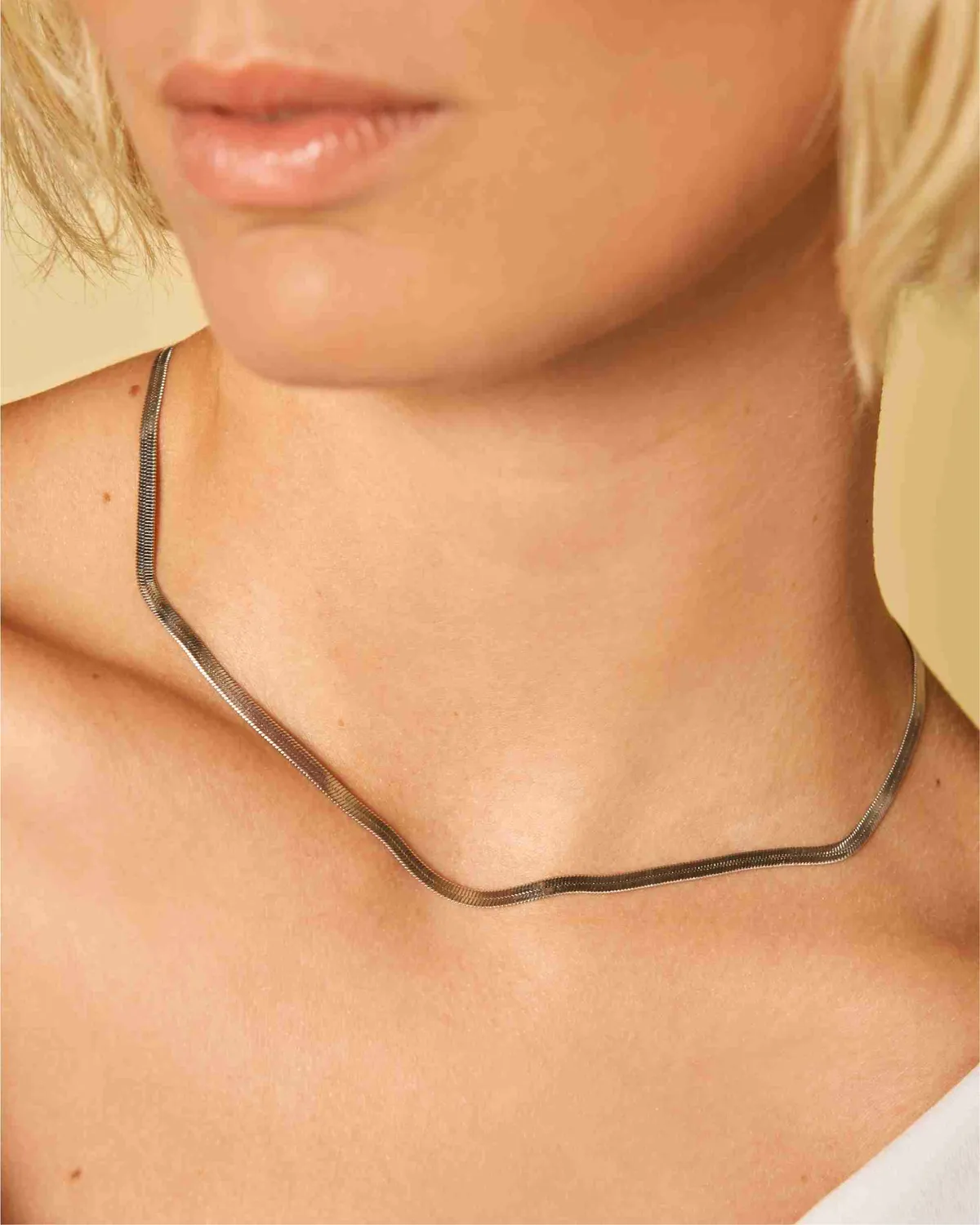 Rosefield Contemporary Snake Necklace halskjede sølv 41–45 cm