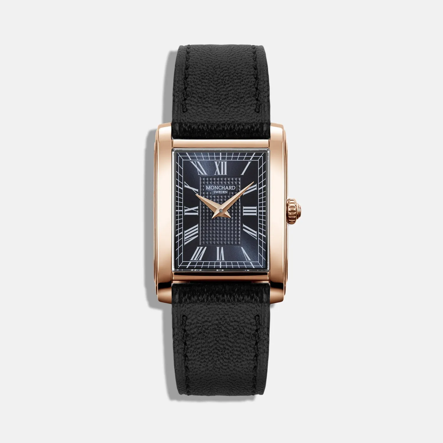 MonChard Royal Blue on Strap - Gold klokke svart rem 24,9 mm