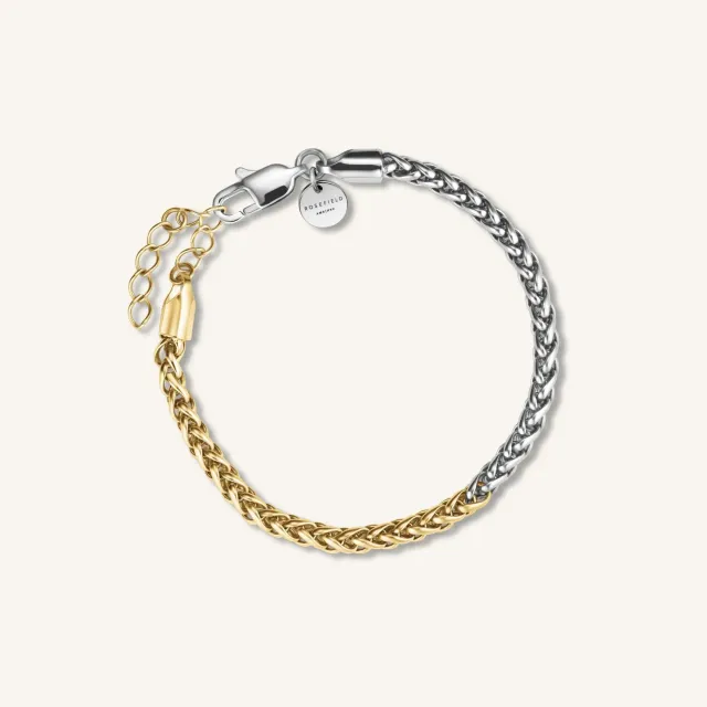Rosefield Essentials Duotone Herringbone Bracelet armbånd gull og sølv