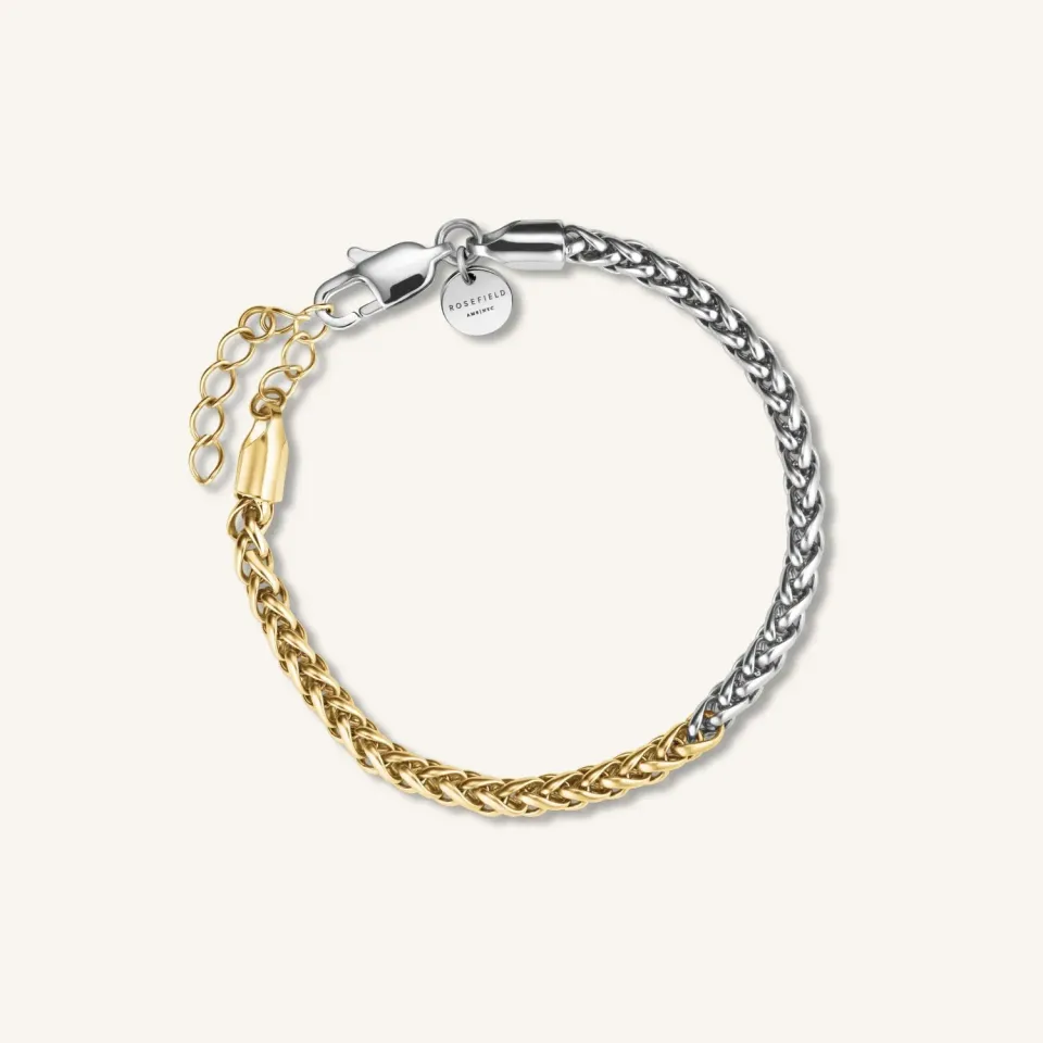 Rosefield Essentials Duotone Herringbone Bracelet armbånd gull og sølv