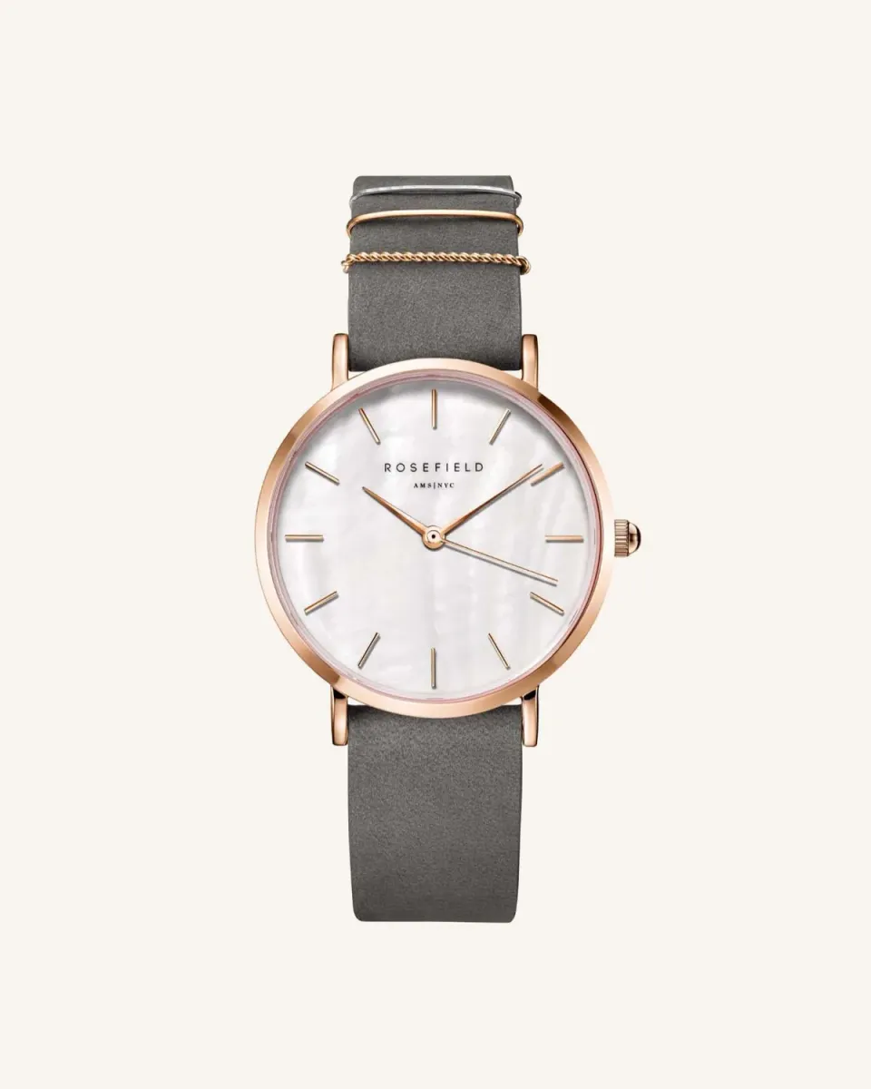 Rosefield West Village Grey klokke grå nubuck 33 mm