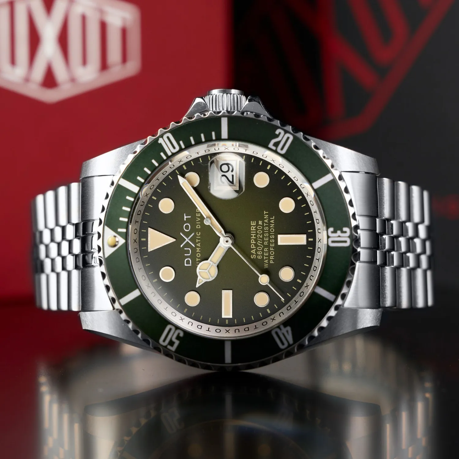 Duxot Atlantica Hunter Green automatisk dykkerklokke
