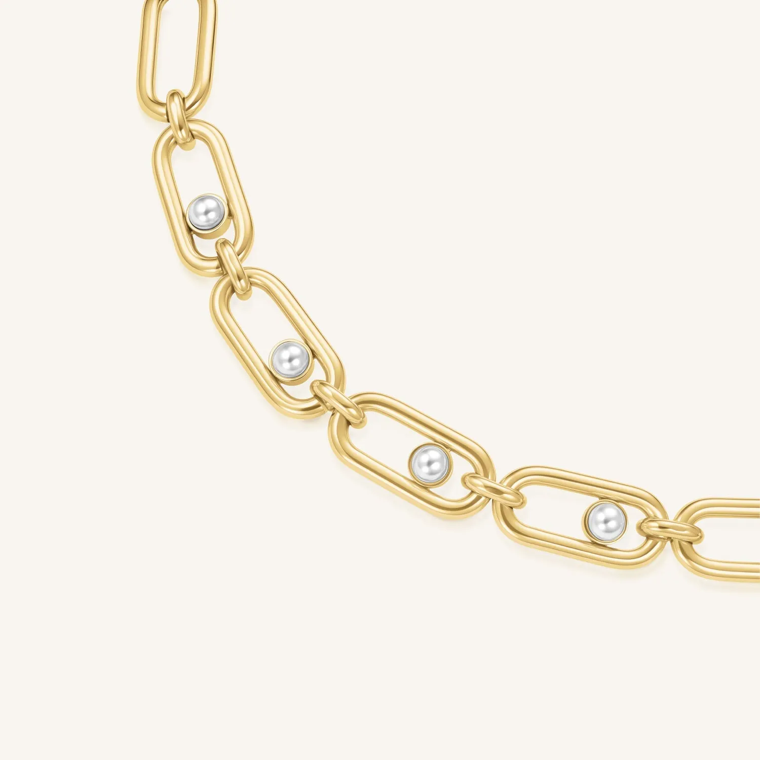 Rosefield Pearl Link Necklace halskjede gull 36–44 cm