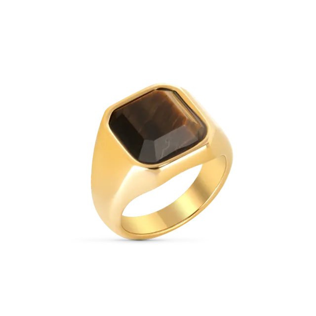 Duxot Atlantica Gold Tiger Eye ring størrelse 20 tigerøye