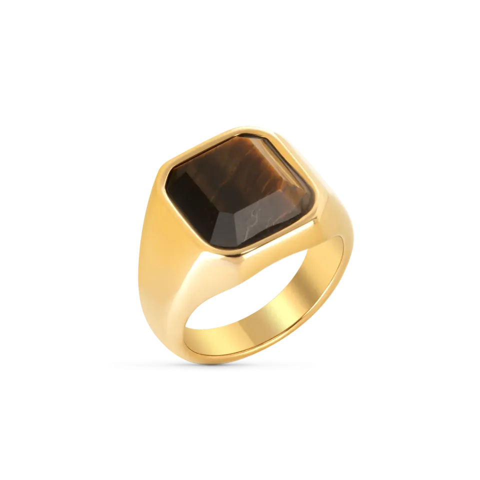 Duxot Atlantica Gold Tiger Eye ring størrelse 20 tigerøye