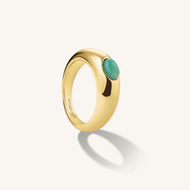 Rosefield Essentials Aventurine ring gull størrelse 52