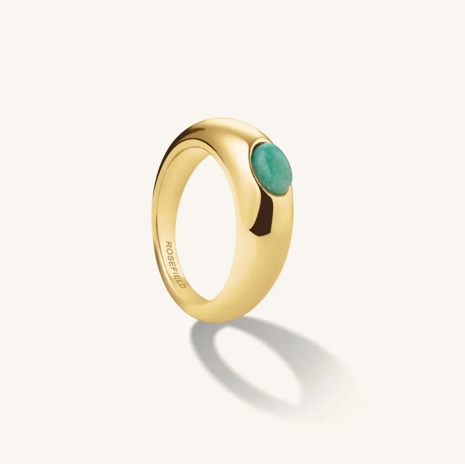 Rosefield Essentials Aventurine ring gull størrelse 52