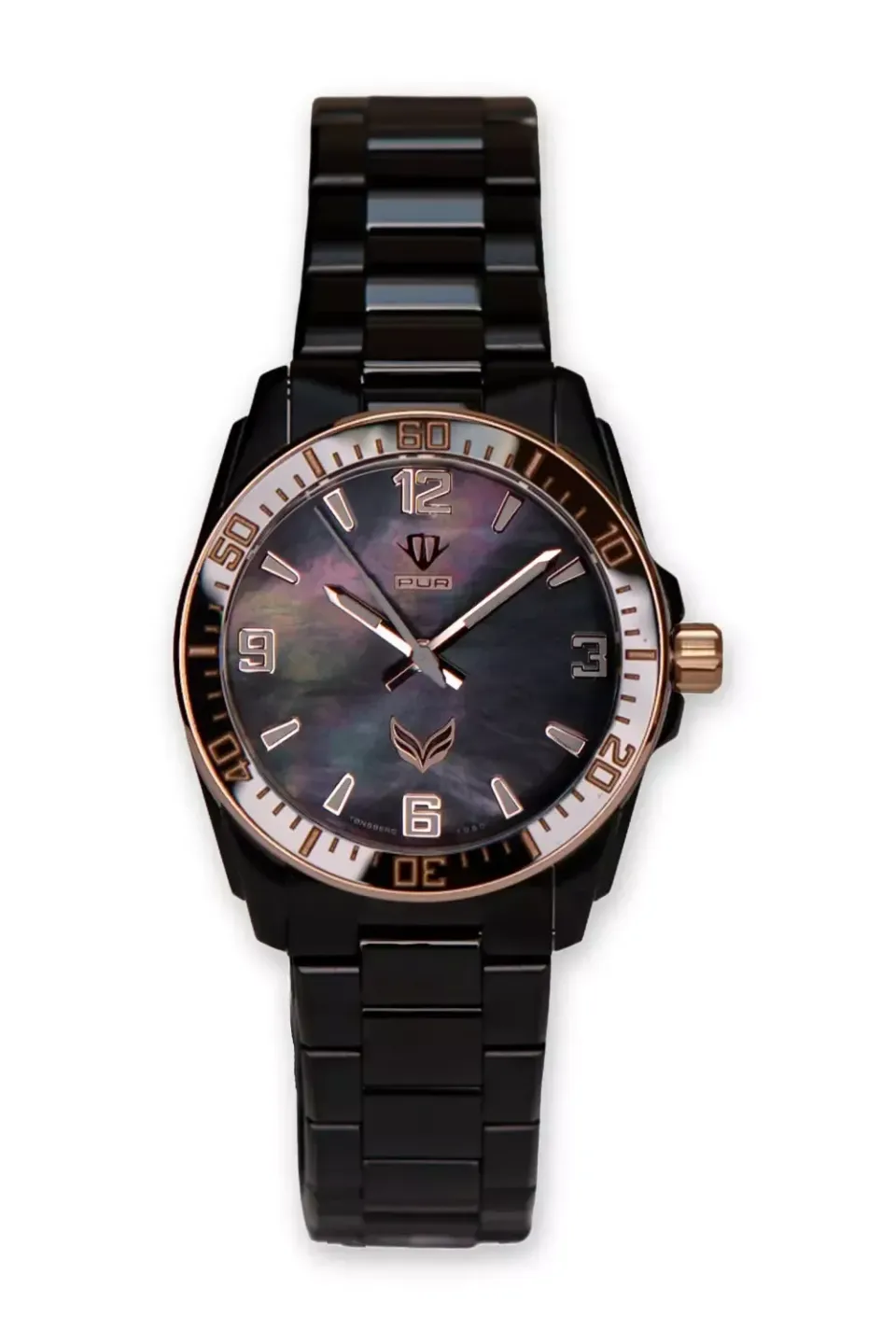 Perfekt Ur Valkyrie Ravn DLC/Rosé armbåndsur sort perlemor 37 mm
