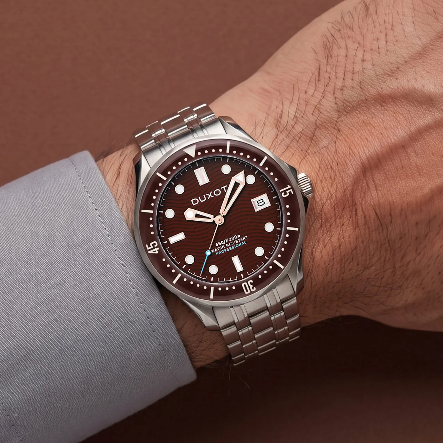 Duxot Henri Diver Deep Brown automatisk dykkerklokke