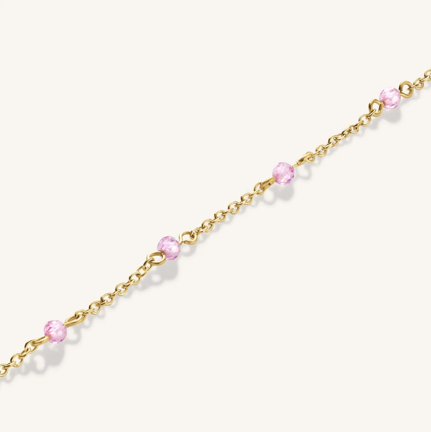 Rosefield Pink Stone armbånd gullbelagt justerbart