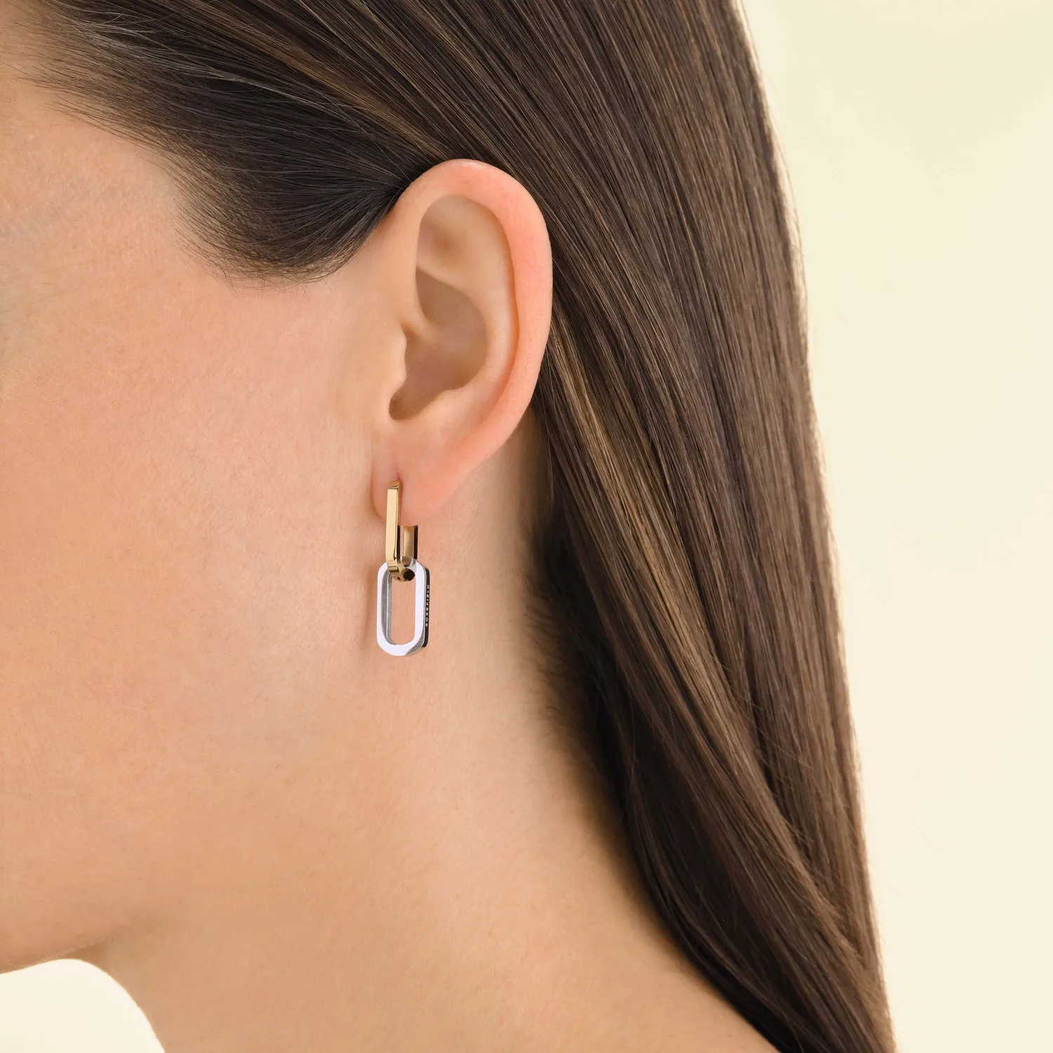 Rosefield Essentials Duotone Link Hoops øredobber gull og sølv